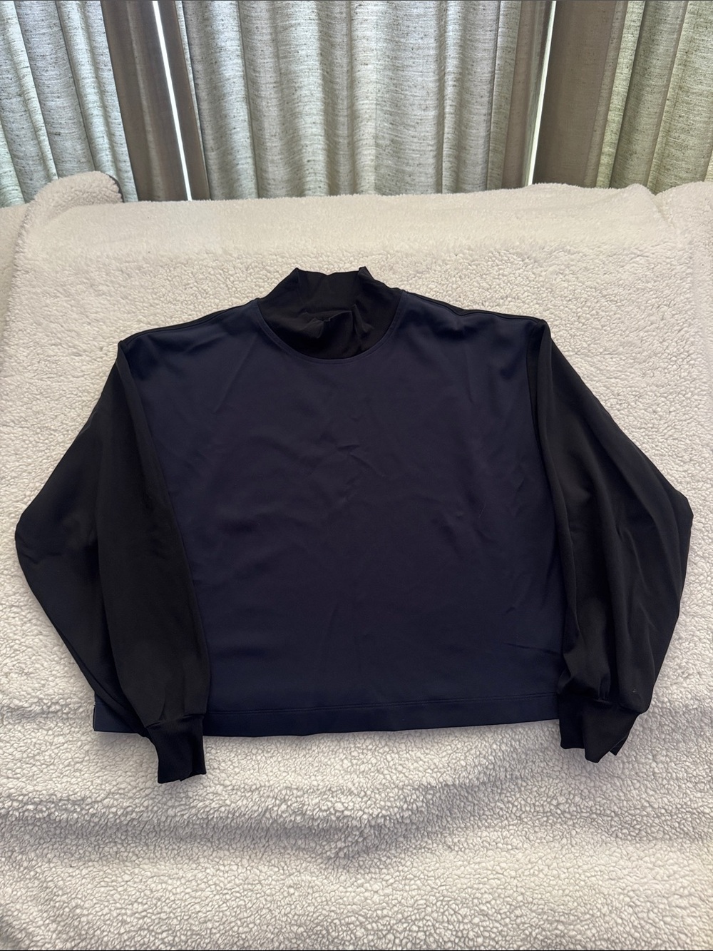 Athleta Navy and Black Long Sleeve Mock Neck Top